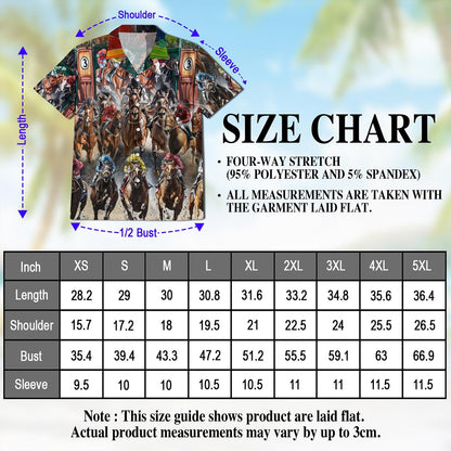 Horses Racing Hawaiian Shirt for Men, Button Down Aloha Shirt - Azhawaiian