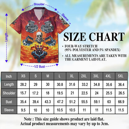 Hot Rod Skull Hawaiian Shirt for Men, Button Down Aloha Shirt - Azhawaiian