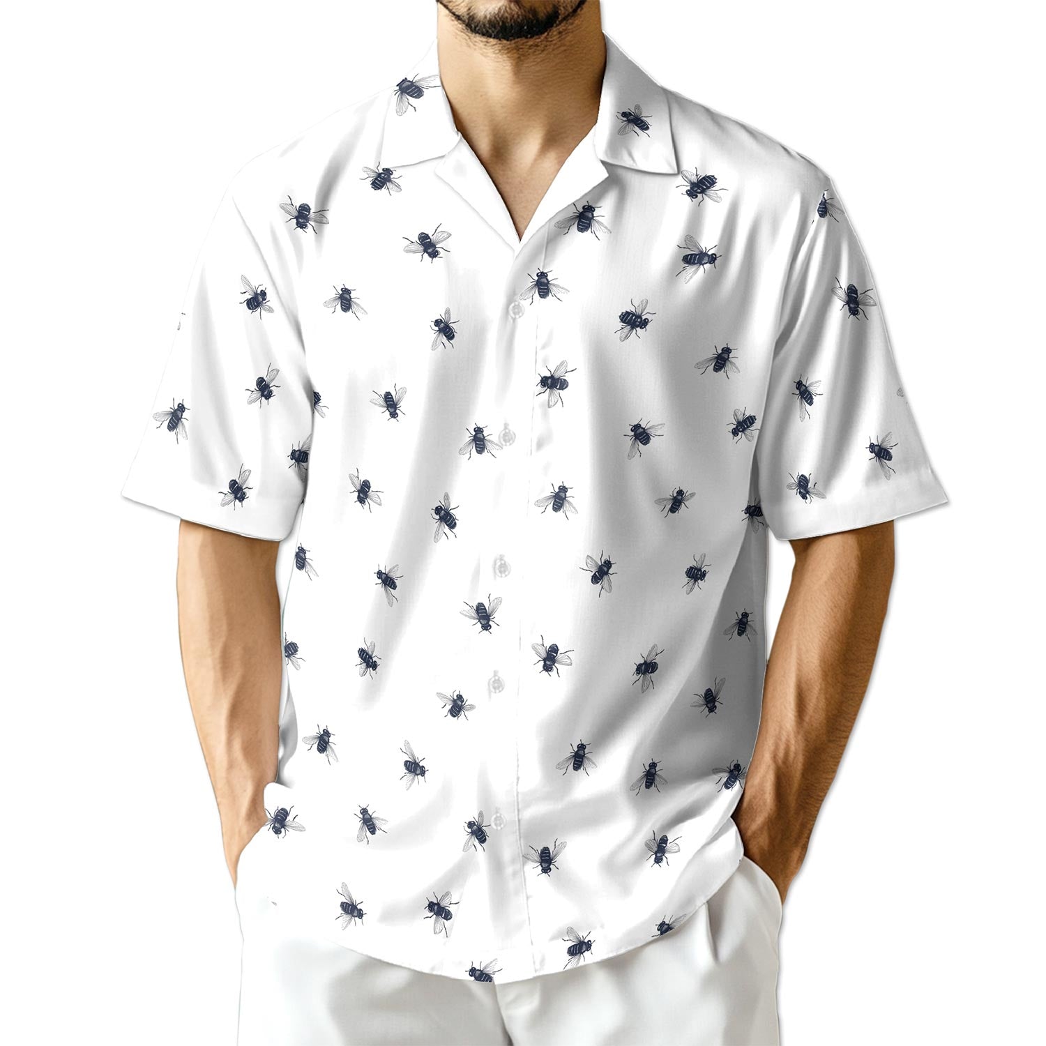 Azhawaiian Housefly Pattern Hawaiian Shirt for Men
