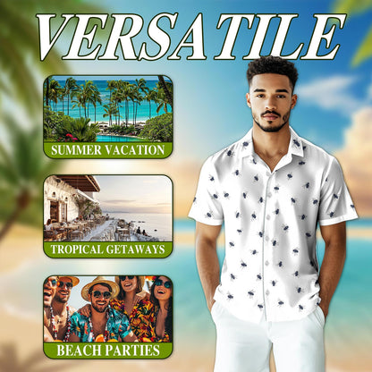 Housefly Pattern Hawaiian Shirt for Men, Button Down Aloha Shirt - Azhawaiian