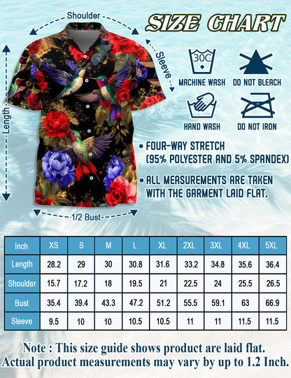 Hummingbird Peonies Hawaiian Shirt for Men, Button Down Aloha Shirt - Azhawaiian