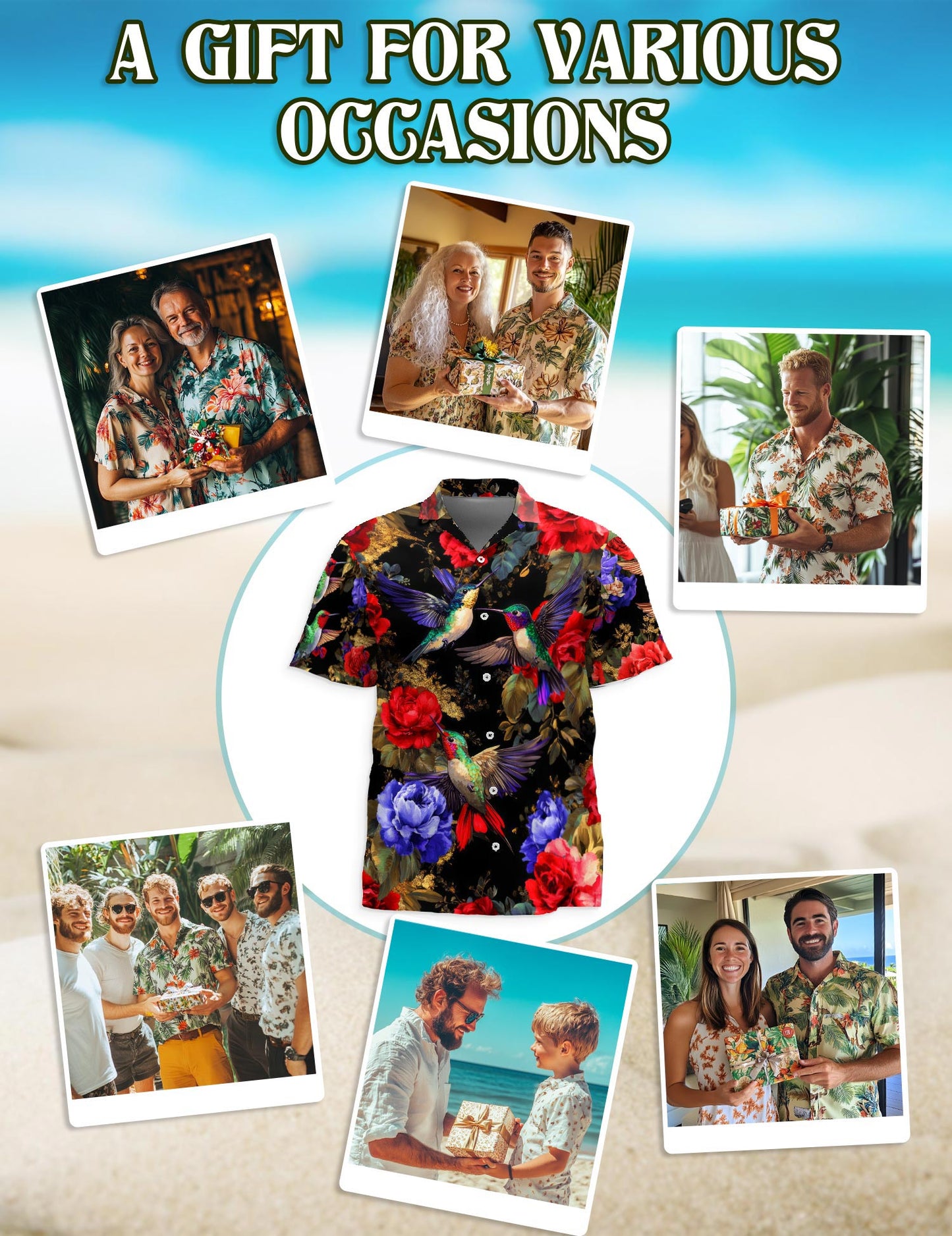 Hummingbird Peonies Hawaiian Shirt for Men, Button Down Aloha Shirt - Azhawaiian