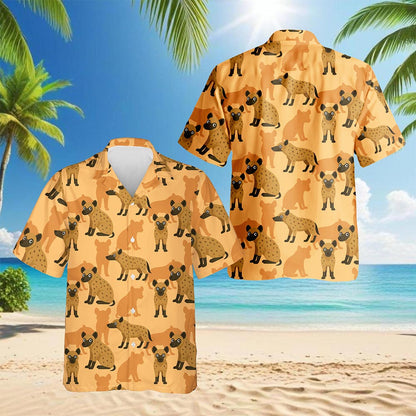 Hyena Pattern Hawaiian Shirt for Men, Button Down Aloha Shirt - Azhawaiian