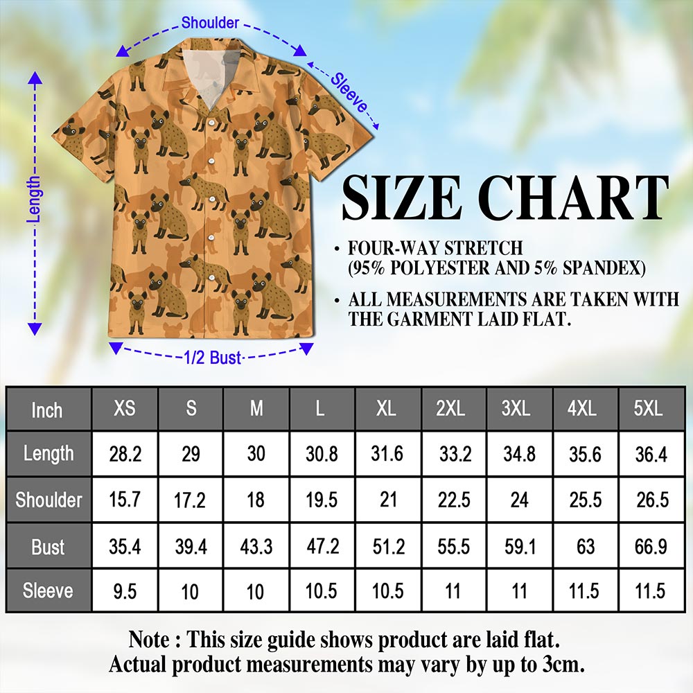 Hyena Pattern Hawaiian Shirt for Men, Button Down Aloha Shirt - Azhawaiian