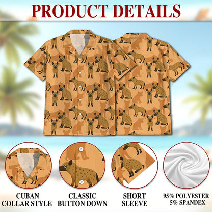 Hyena Pattern Hawaiian Shirt for Men, Button Down Aloha Shirt - Azhawaiian
