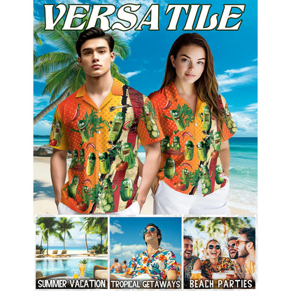 I Am Here To Eat All The Pickles Hawaiian Shirt for Men, Button Down Aloha Shirt - Azhawaiian