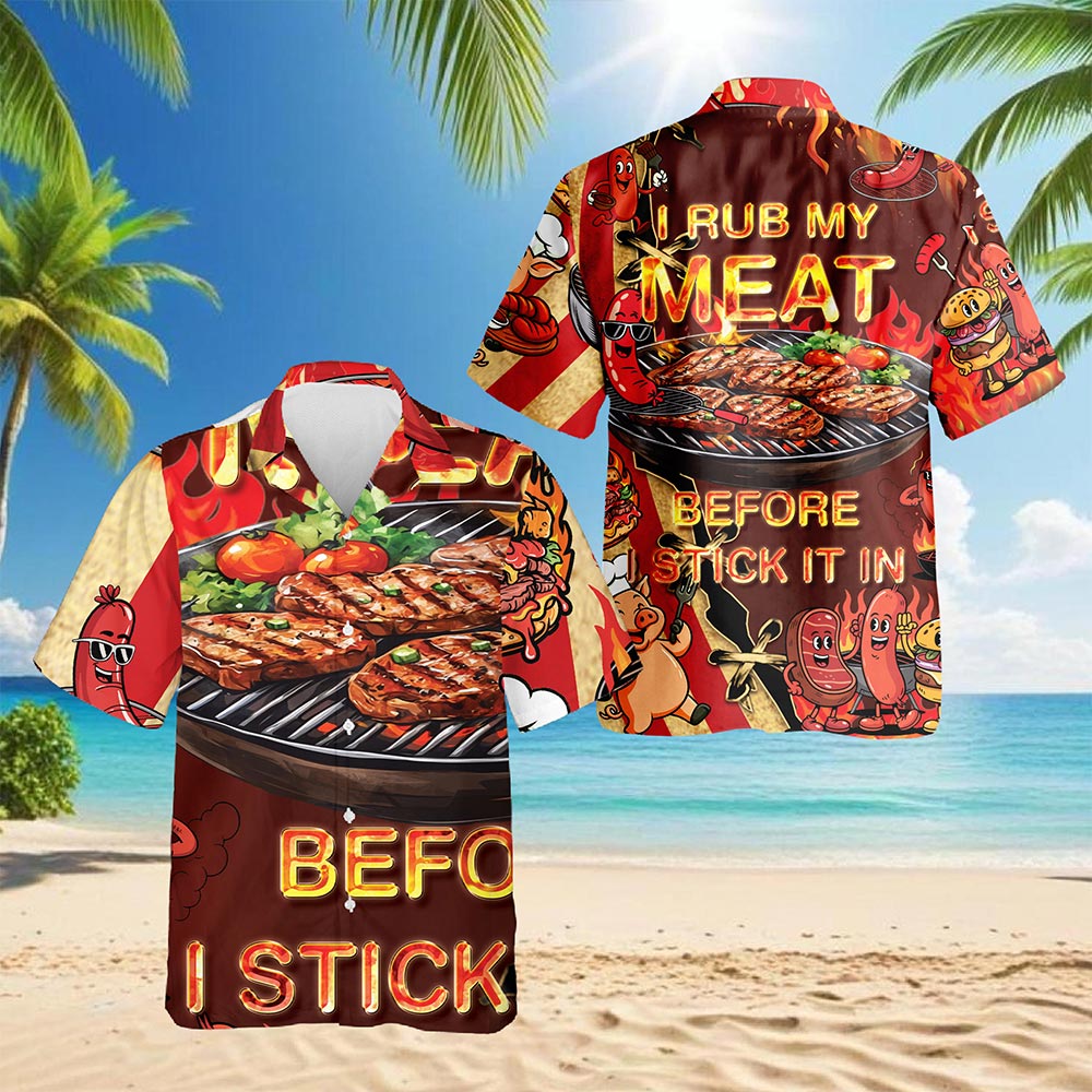 I Rub My Meat Hawaiian Shirt for Men, Button Down Aloha Shirt - Azhawaiian