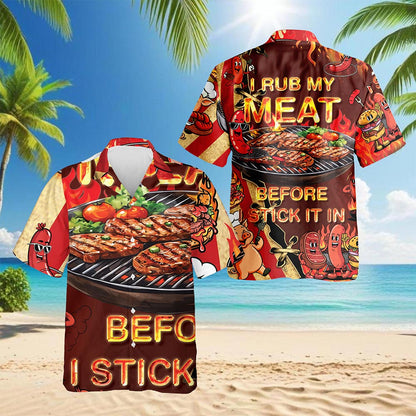 I Rub My Meat Hawaiian Shirt for Men, Button Down Aloha Shirt - Azhawaiian