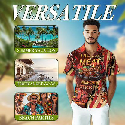 I Rub My Meat Hawaiian Shirt for Men, Button Down Aloha Shirt - Azhawaiian