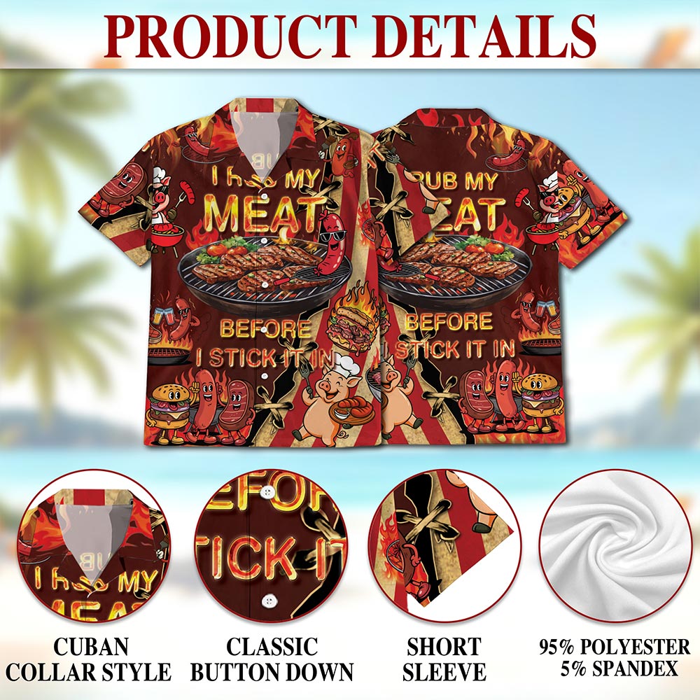 I Rub My Meat Hawaiian Shirt for Men, Button Down Aloha Shirt - Azhawaiian