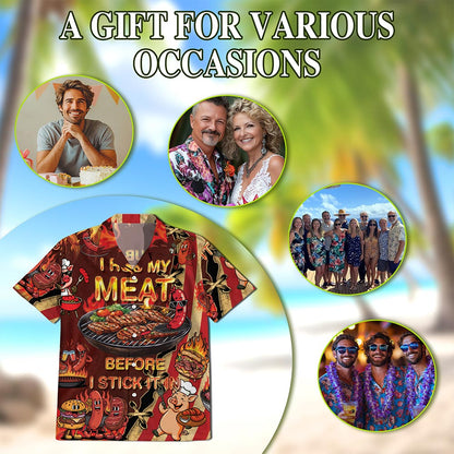 I Rub My Meat Hawaiian Shirt for Men, Button Down Aloha Shirt - Azhawaiian
