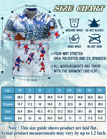 Ice Hockey Hawaiian Shirt for Men, Button Down Aloha Shirt - Azhawaiian
