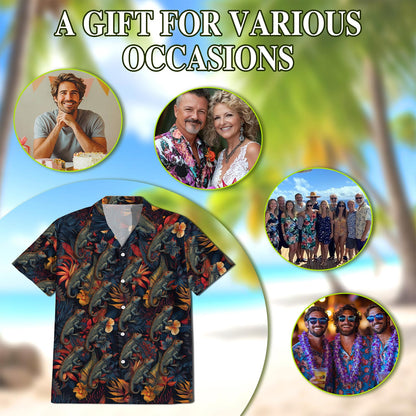 Iguanas Hawaiian Shirt for Men, Button Down Aloha Shirt - Azhawaiian