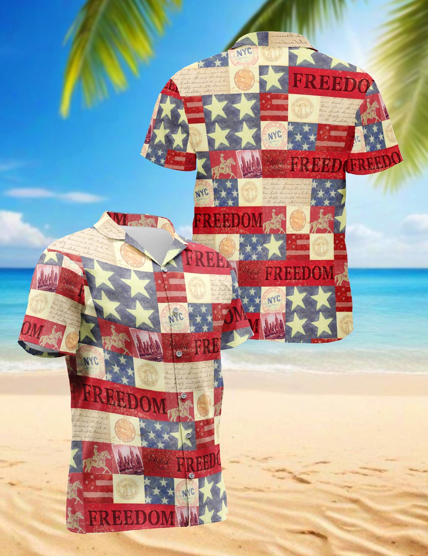 Independence Day Hawaiian Shirt for Men, Button Down Aloha Shirt - Azhawaiian