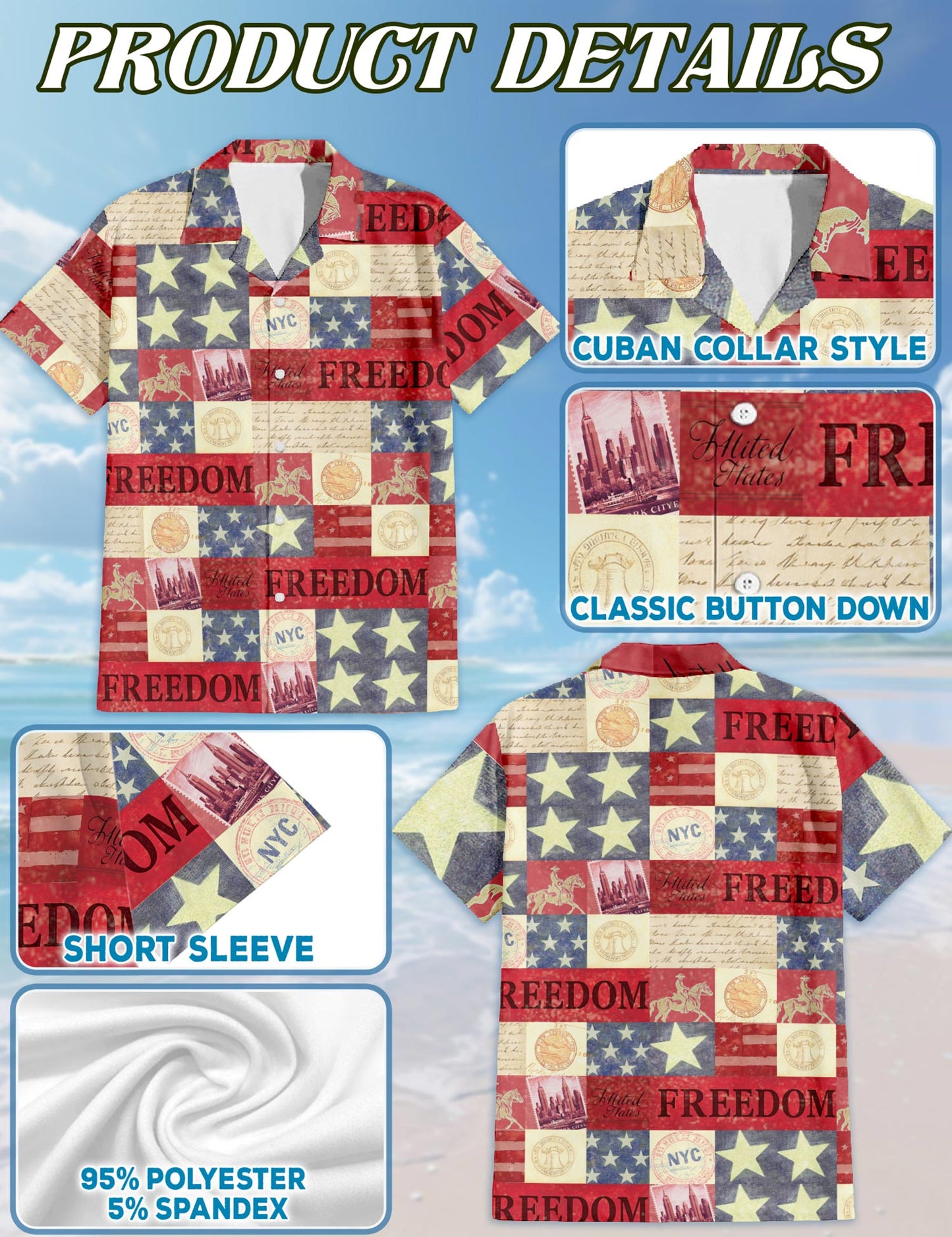 Independence Day Hawaiian Shirt for Men, Button Down Aloha Shirt - Azhawaiian