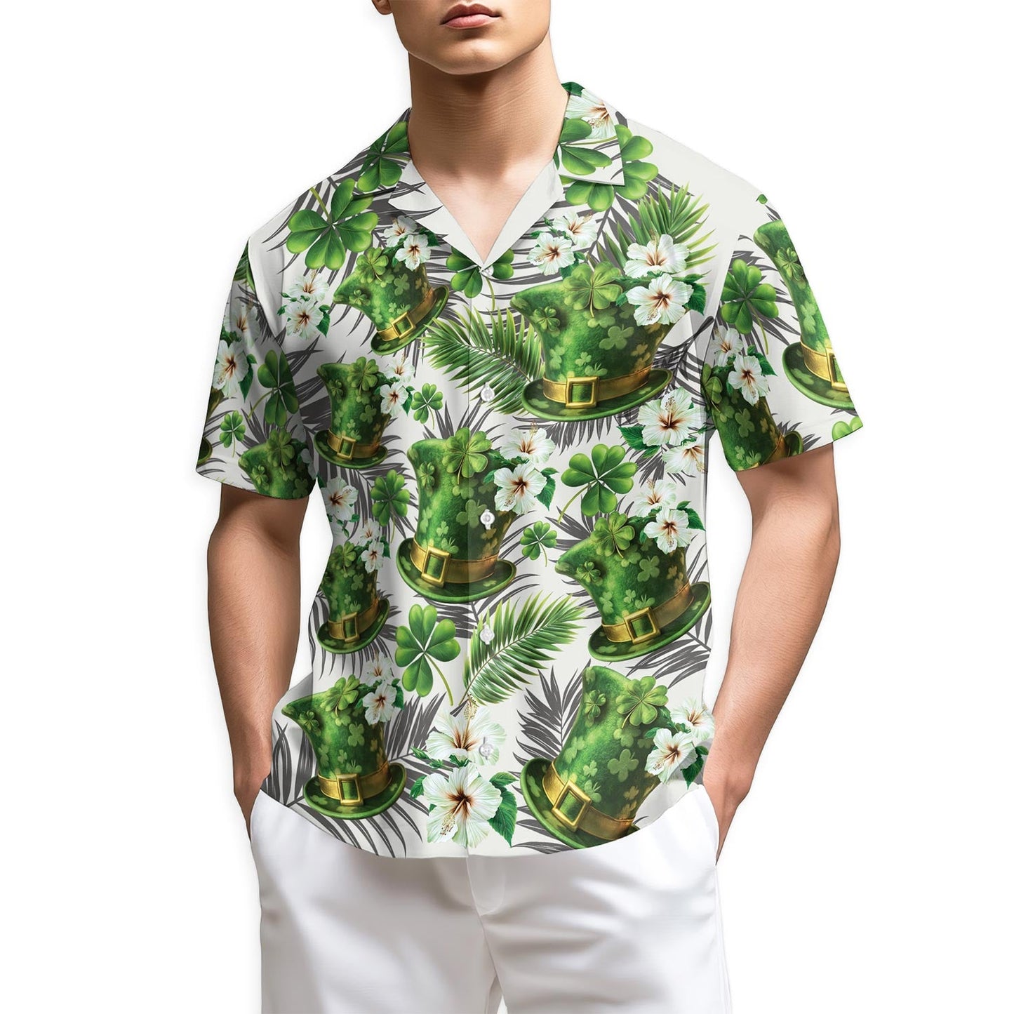 Azhawaiian Ireland Green Hat Hawaiian Shirt for Men