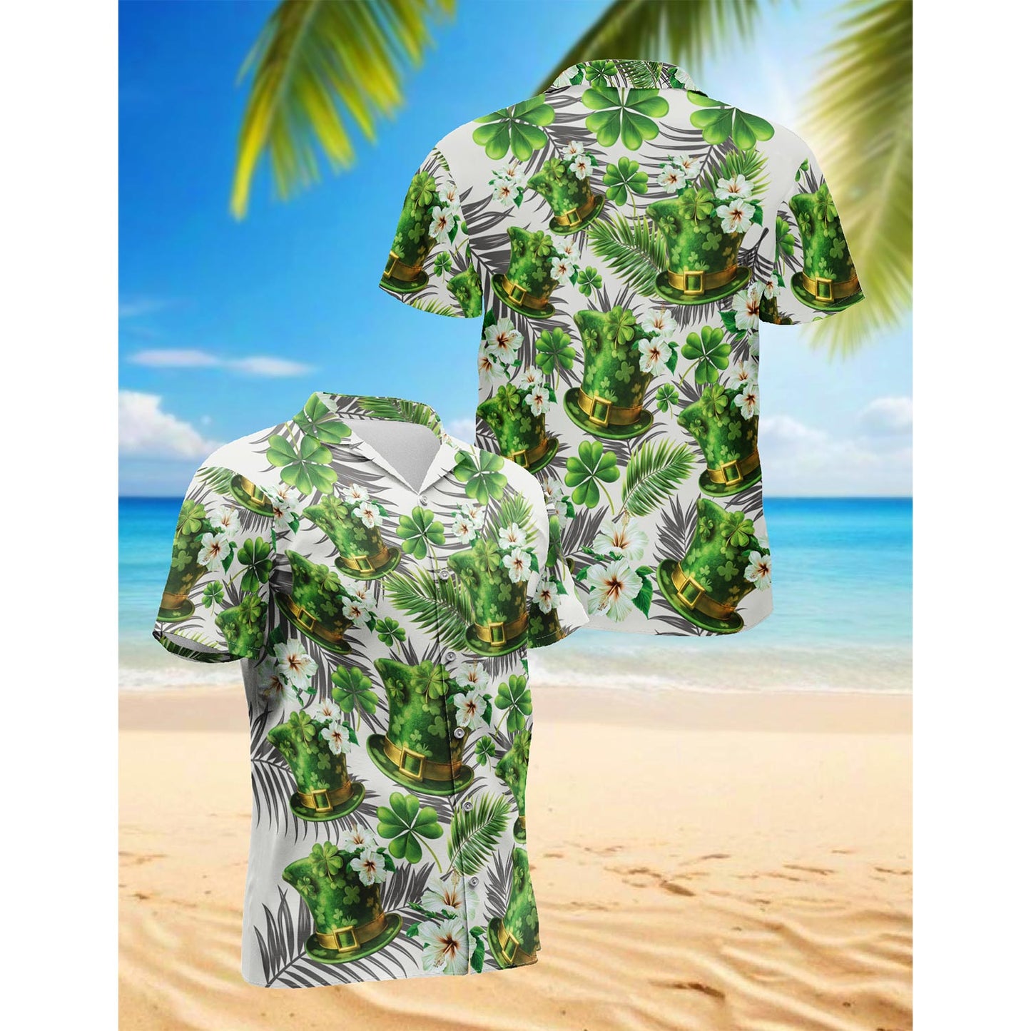 Ireland Green Hat Hawaiian Shirt for Men, Button Down Aloha Shirt - Azhawaiian