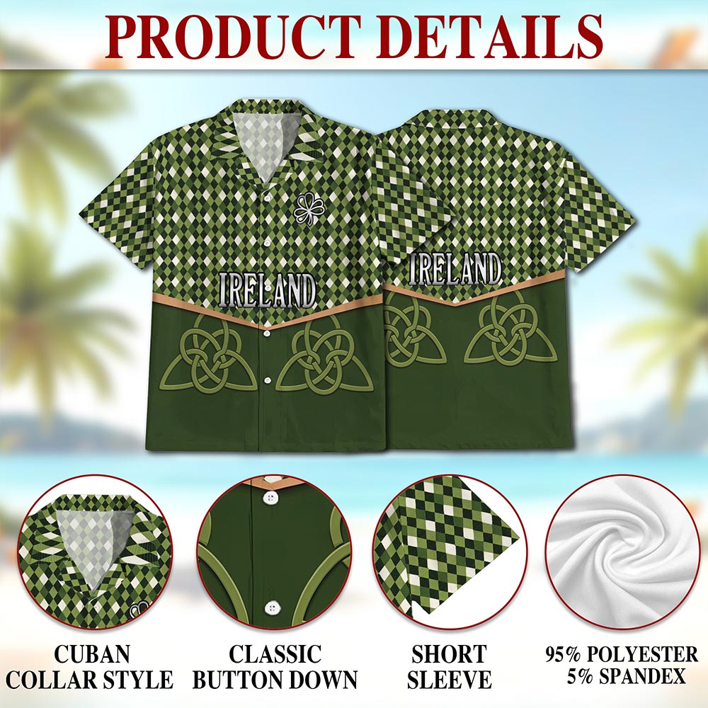 Ireland St Patrick's Day Hawaiian Shirt for Men, Button Down Aloha Shirt - Azhawaiian