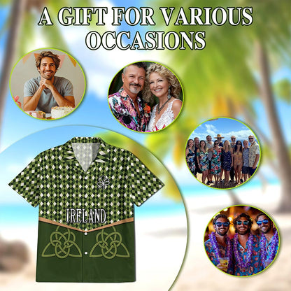 Ireland St Patrick's Day Hawaiian Shirt for Men, Button Down Aloha Shirt - Azhawaiian