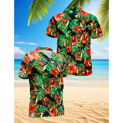 Irish Leprechaun with Flower St. Patrick's Day Hawaiian Shirt for Men, Aloha Button Down Shirt - Azhawaiian