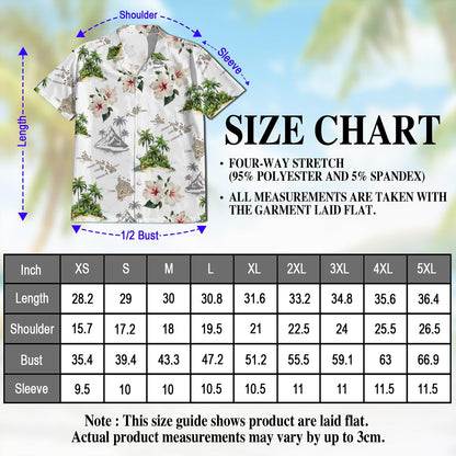 Islands White Hawaiian Shirt for Men, Button Down Aloha Shirt - Azhawaiian