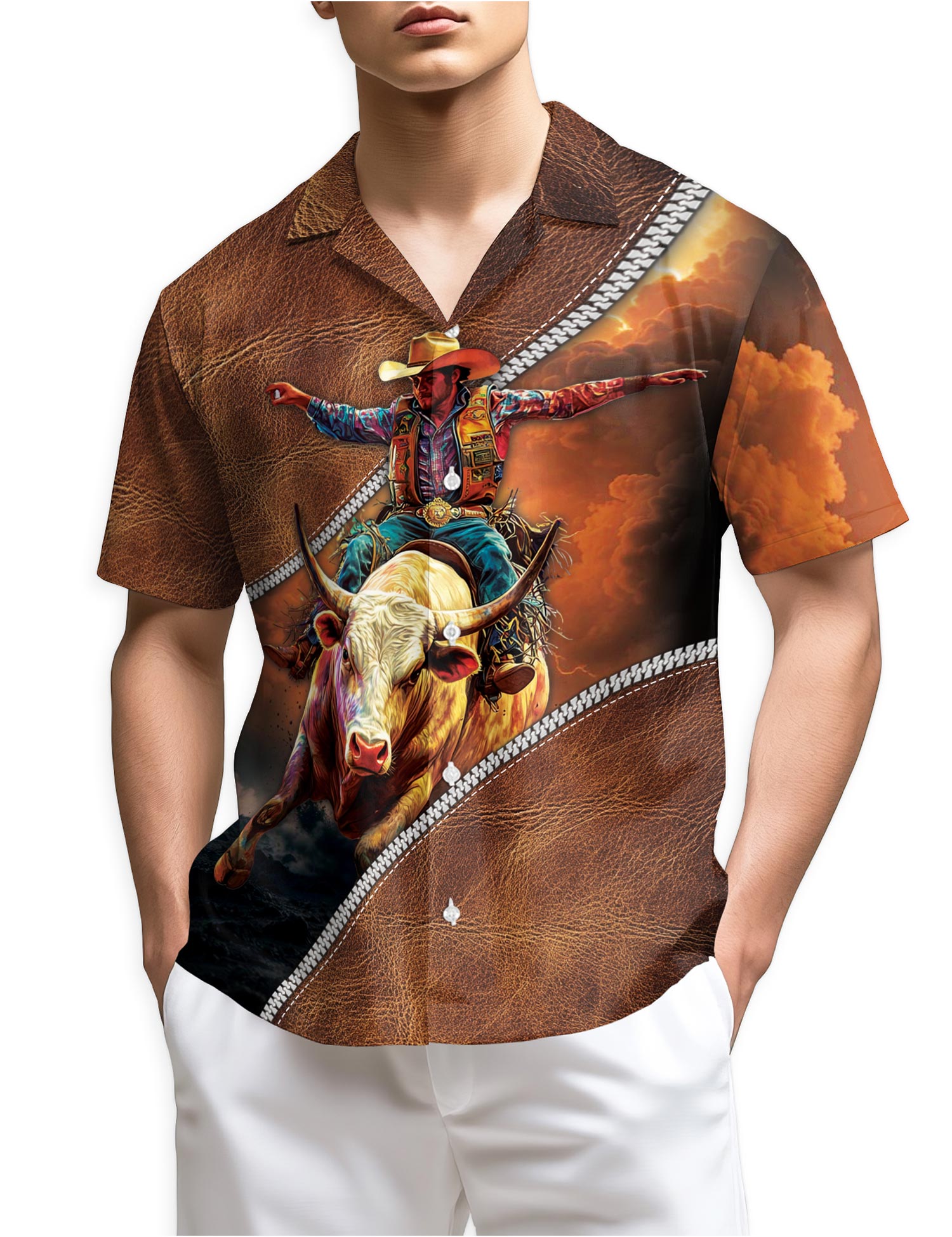 Azhawaiian It's Rodeo Time Bull Riding Hawaiian Shirt for Men