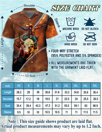 It's Rodeo Time Bull Riding Hawaiian Shirt for Men, Button Down Aloha Shirt - Azhawaiian