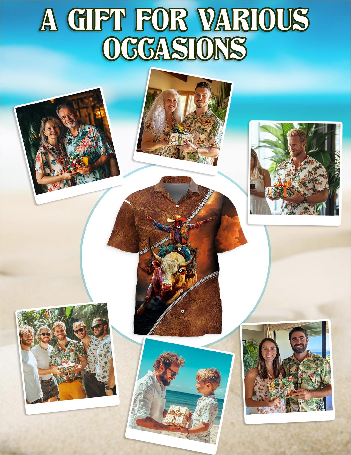It's Rodeo Time Bull Riding Hawaiian Shirt for Men, Button Down Aloha Shirt - Azhawaiian