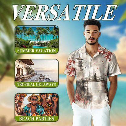 Japanese Aesthetic Sakura Hawaiian Shirt for Men, Button Down Aloha Shirt - Azhawaiian