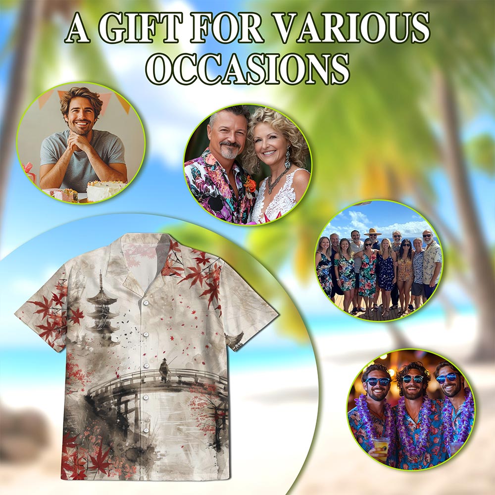 Japanese Aesthetic Sakura Hawaiian Shirt for Men, Button Down Aloha Shirt - Azhawaiian