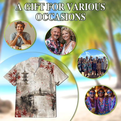 Japanese Aesthetic Sakura Hawaiian Shirt for Men, Button Down Aloha Shirt - Azhawaiian