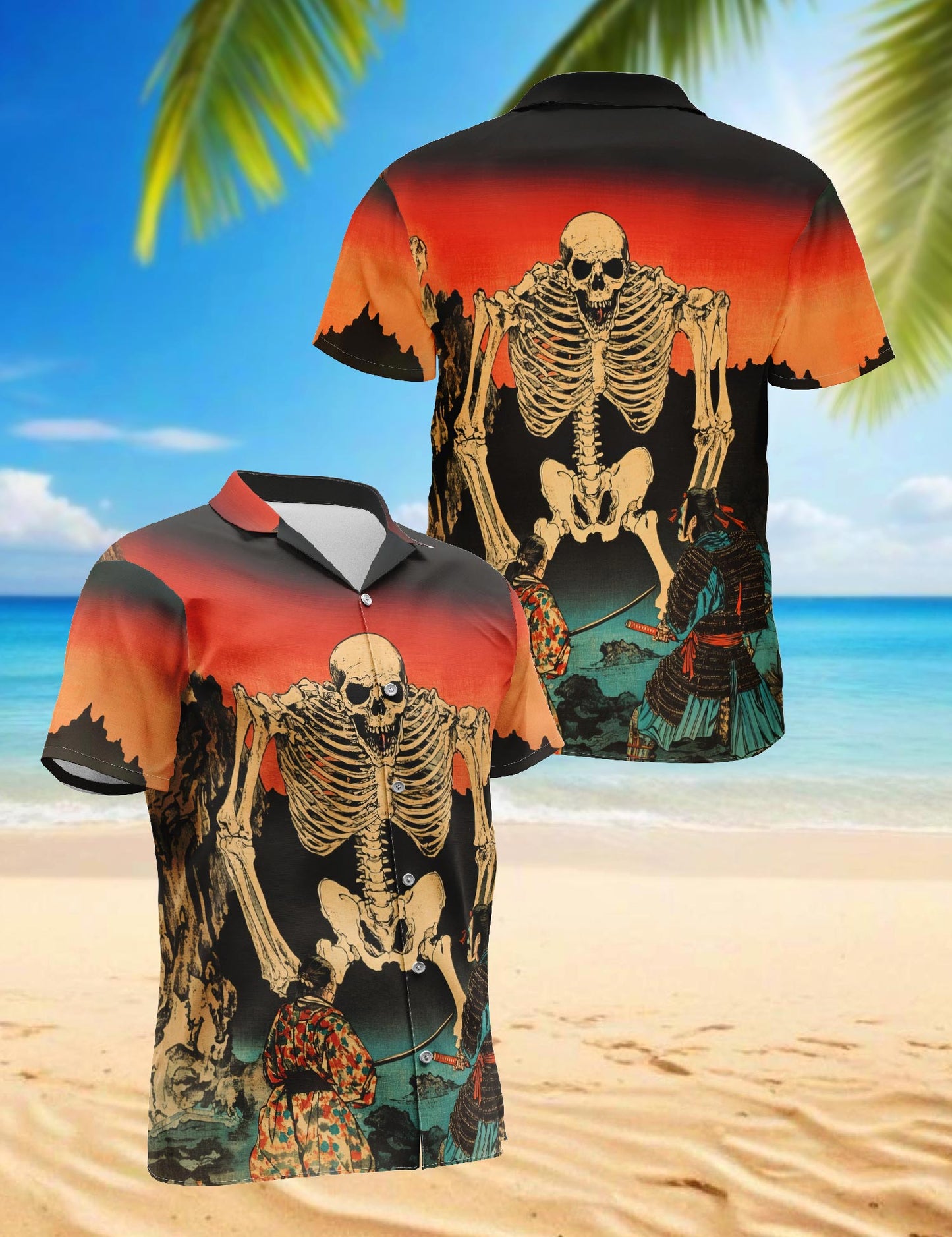 Japanese Aesthetic Ukiyoe Hawaiian Shirt for Men, Button Down Aloha Shirt - Azhawaiian