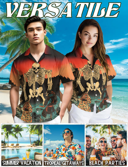 Japanese Aesthetic Ukiyoe Hawaiian Shirt for Men, Button Down Aloha Shirt - Azhawaiian