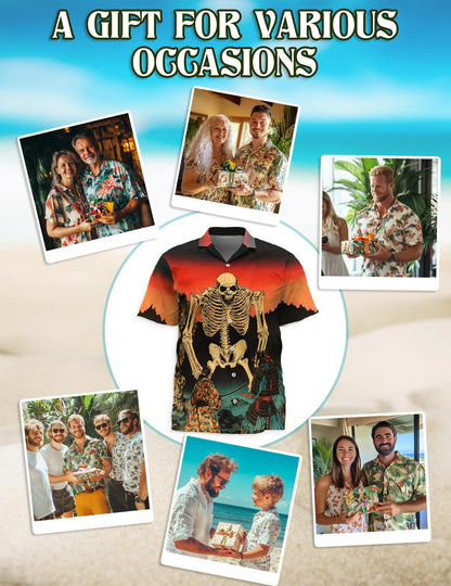 Japanese Aesthetic Ukiyoe Hawaiian Shirt for Men, Button Down Aloha Shirt - Azhawaiian