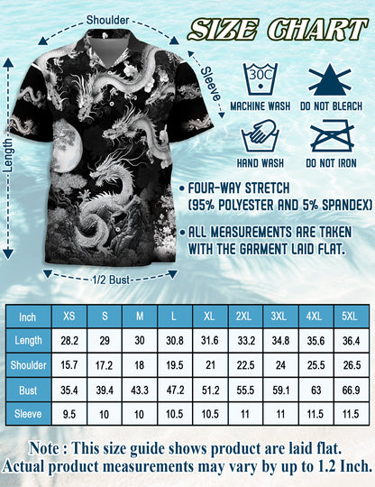 Japanese Dragon Black Hawaiian Shirt for Men, Button Down Aloha Shirt - Azhawaiian