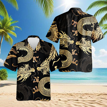 Japanese Dragon Hawaiian Shirt for Men, Button Down Aloha Shirt - Azhawaiian