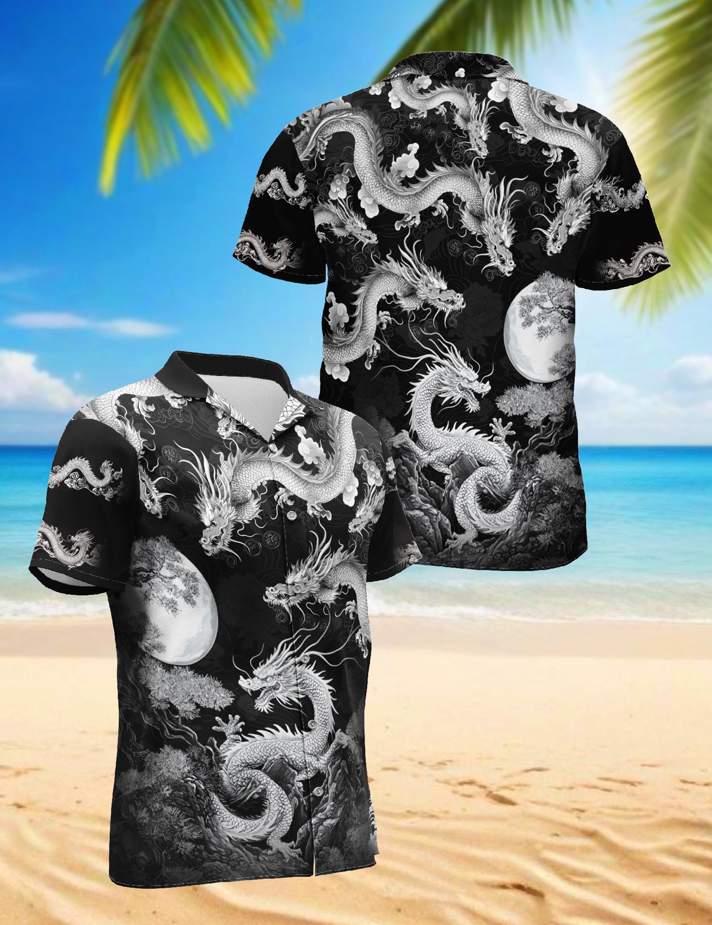 Japanese Dragon Hawaiian Shirt for Men, Button Down Aloha Shirt - Azhawaiian