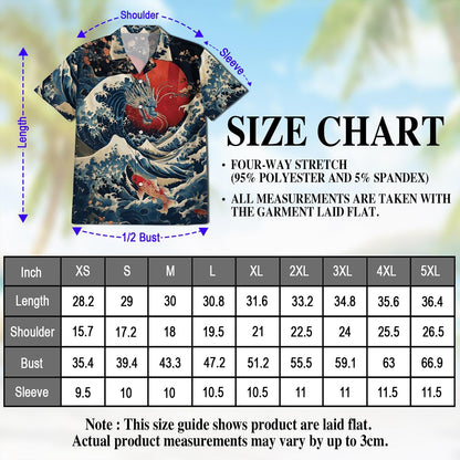Japanese Dragon Koi Fish Hawaiian Shirt for Men, Button Down Aloha Shirt - Azhawaiian