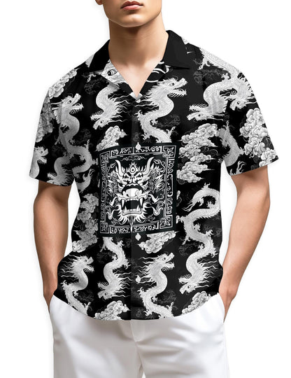 Azhawaiian Japanese Dragon Sakura Hawaiian Shirt for Men