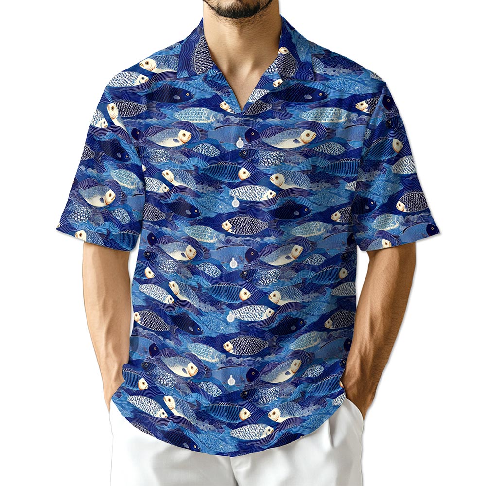 Azhawaiian Japanese Fish Pattern Shirt for Men