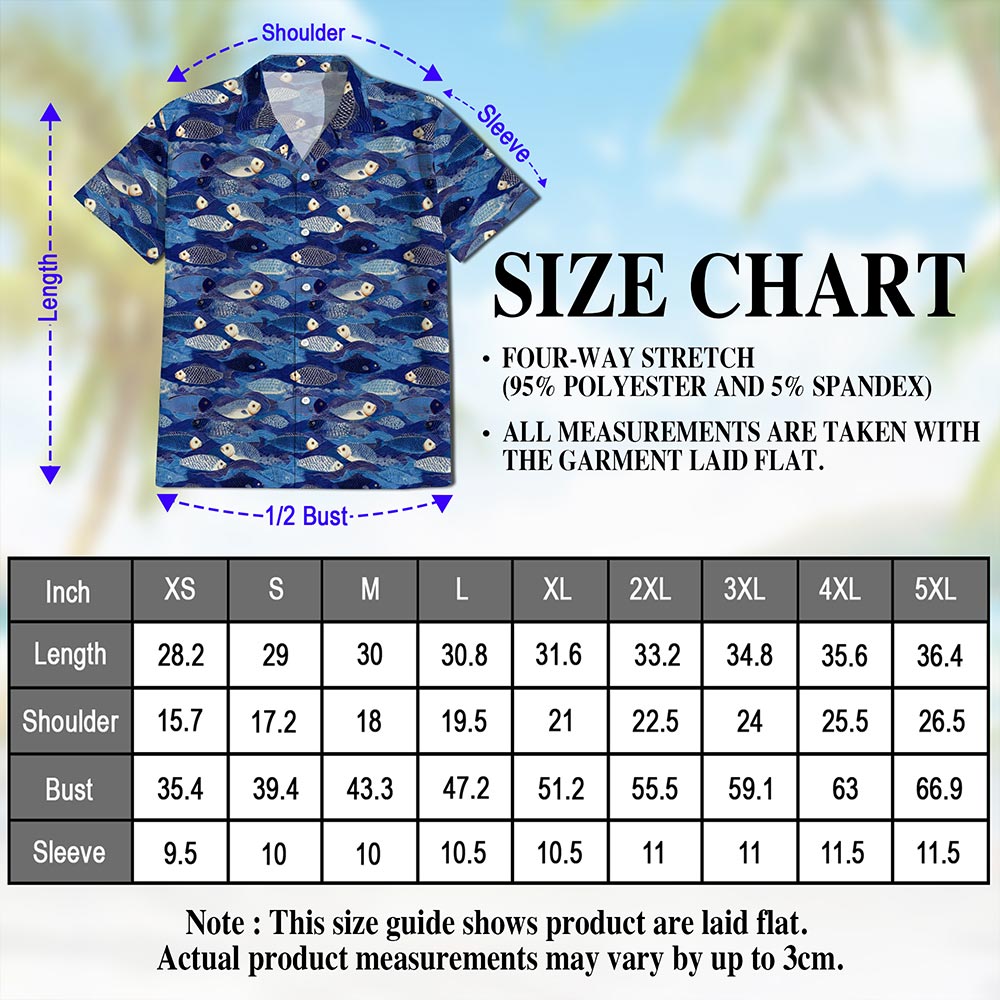 Japanese Fish Pattern Shirt for Men Hawaiian Shirt for Men, Button Down Aloha Shirt - Azhawaiian