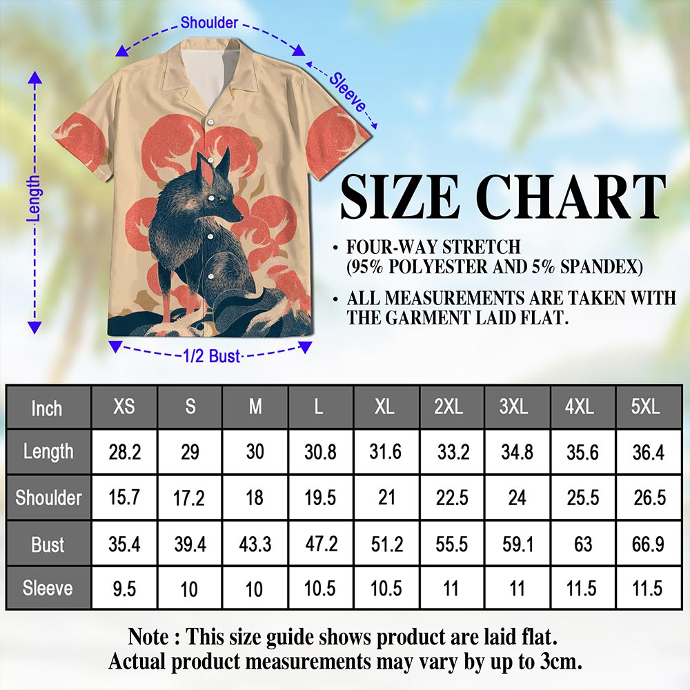 Japanese Fox Hawaiian Shirt for Men, Button Down Aloha Shirt - Azhawaiian