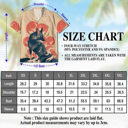 Japanese Fox Hawaiian Shirt for Men, Button Down Aloha Shirt - Azhawaiian