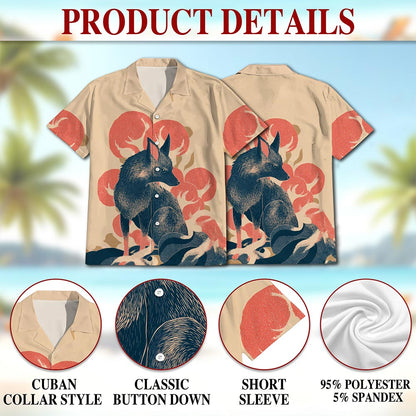 Japanese Fox Hawaiian Shirt for Men, Button Down Aloha Shirt - Azhawaiian