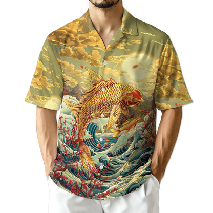 Azhawaiian Japanese Koi Fish Hawaiian Shirt for Men