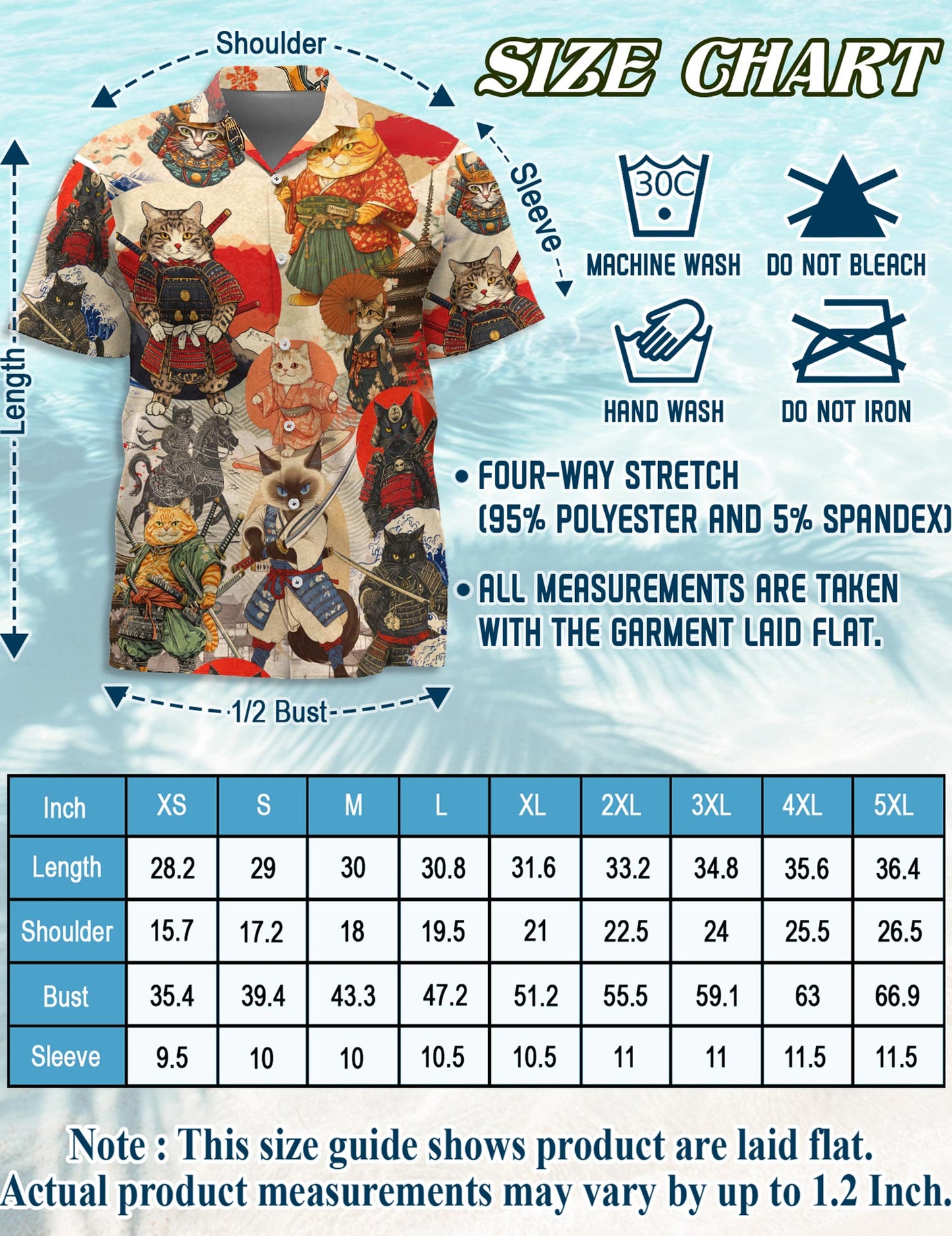Japanese Samurai Cat Hawaiian Shirt for Men, Button Down Aloha Shirt - Azhawaiian
