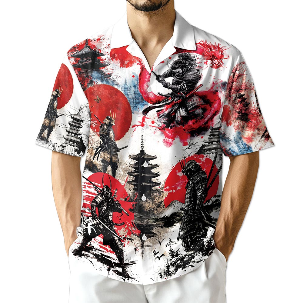 Azhawaiian Japanese Samurai Hawaiian Shirt for Men