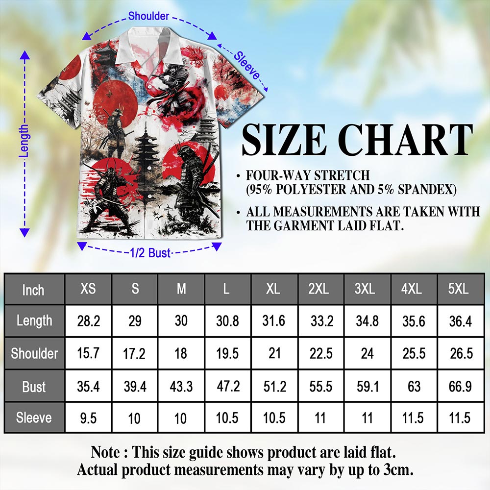 Japanese Samurai Hawaiian Shirt for Men, Button Down Aloha Shirt - Azhawaiian