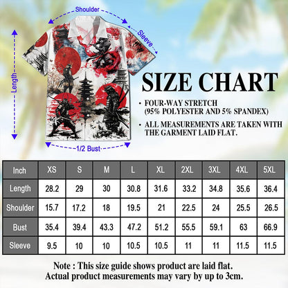 Japanese Samurai Hawaiian Shirt for Men, Button Down Aloha Shirt - Azhawaiian