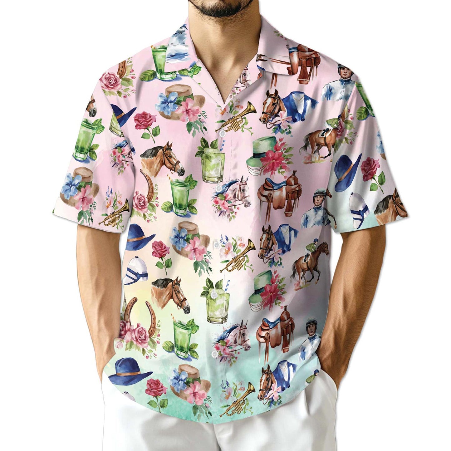 Azhawaiian Kentucky Derby Horse Hawaiian Shirt for Men